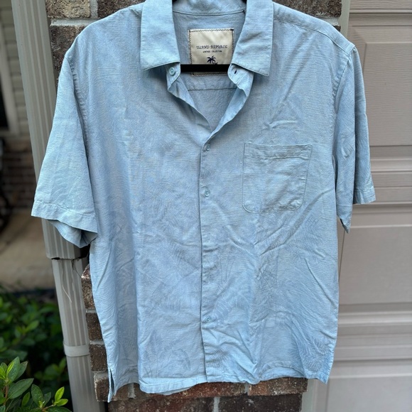 Island Republic 100% Silk Shirt Men’s Large Tropical Palm Print - Picture 1 of 6